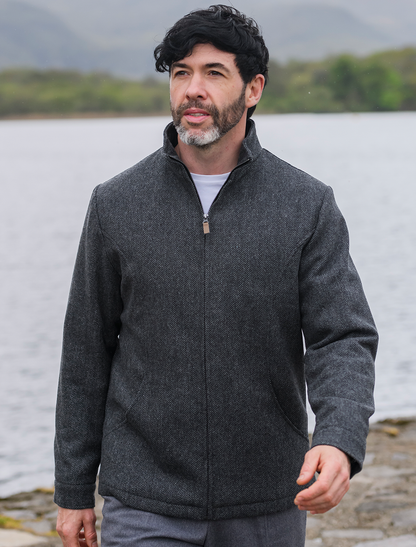 Donegal Wool Tweed Walking Jacket - Charcoal 