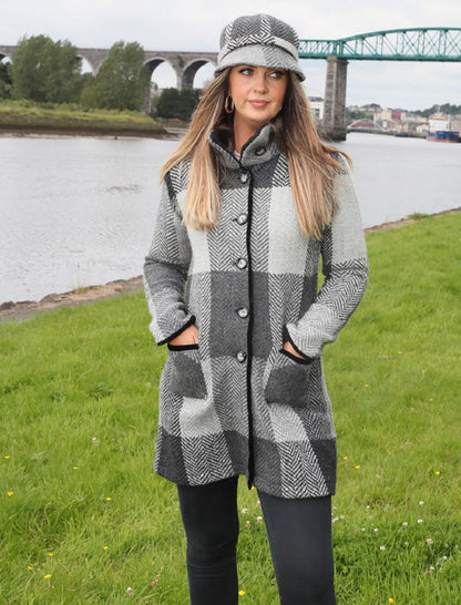 Emma Tweed Herringbone Coat - Donegal Grey 