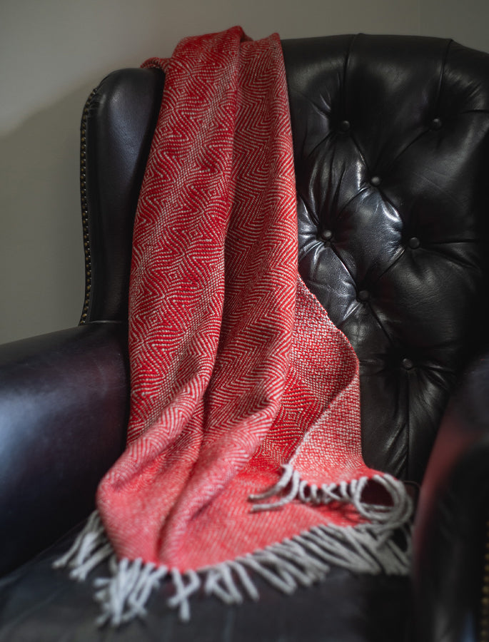 Donegal Tweed Large Undulating Twill Throw - Poppy 