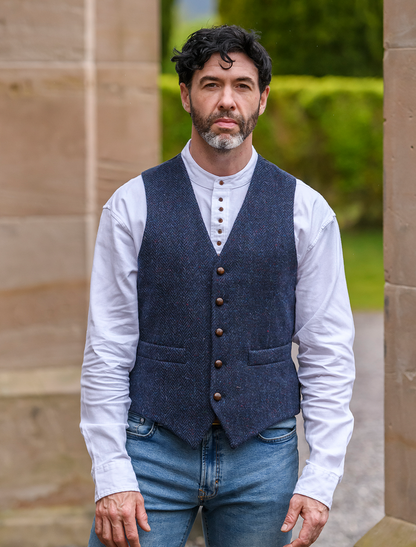 Donegal Tweed Waistcoat - Navy 
