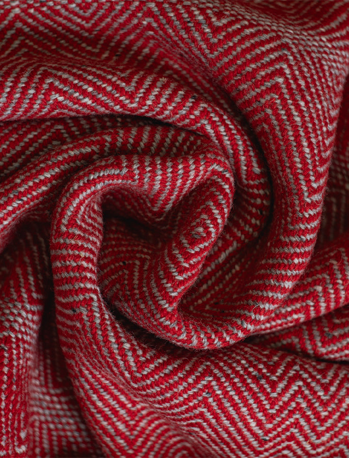 Donegal Tweed Large Undulating Twill Throw - Poppy 