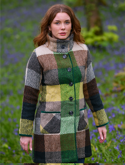 Emma Tweed Herringbone Coat - Donegal Forest 