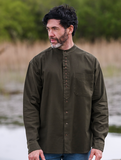 Grandfather Shirt - Army Green