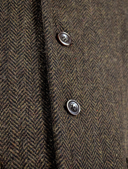 Tweed Herringbone Waistcoat - Brown 