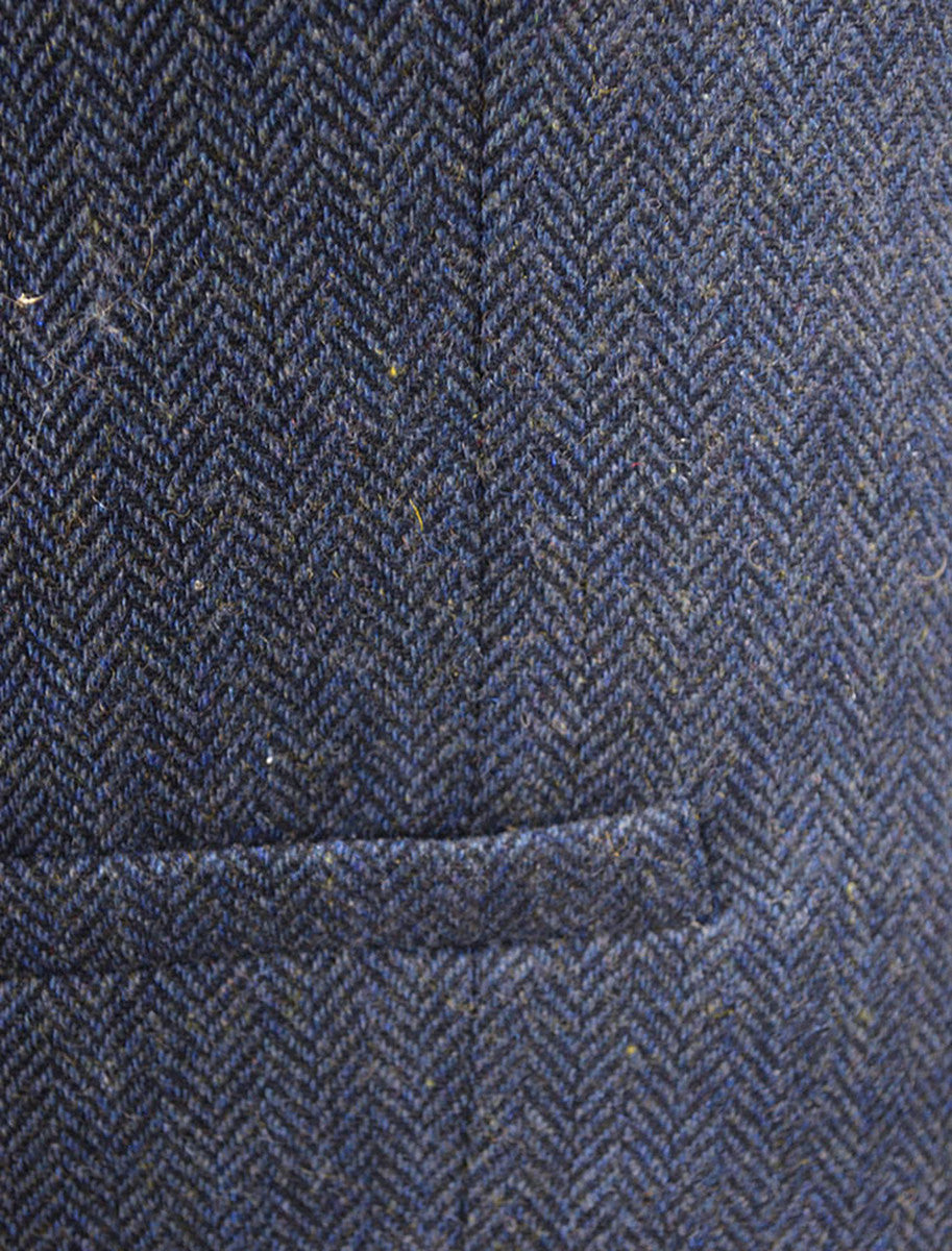 Tweed Herringbone Waistcoat - Navy 