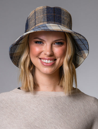 Ladies Erin Bucket Hat - Cream Navy &amp; Beige