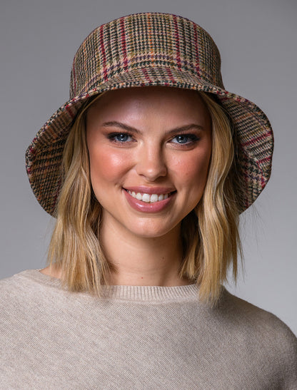 Ladies Erin Bucket Hat - Brown Orange &amp; Burgundy
