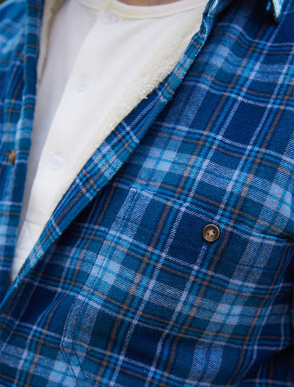 Fleece Lined Flannel Shirt - Blue Navy Tartan