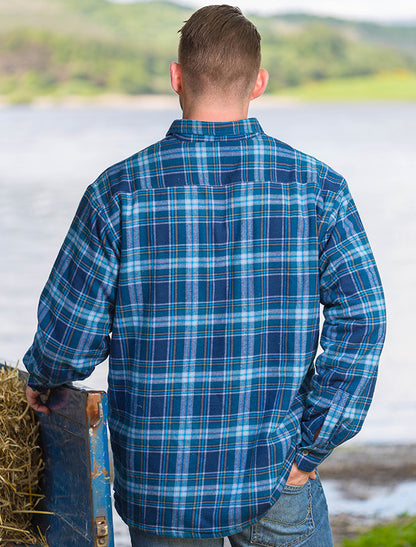 Fleece Lined Flannel Shirt - Blue Navy Tartan