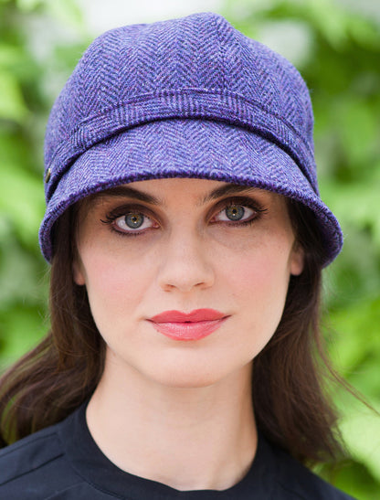  Ladies Tweed Flapper Cap - Purple