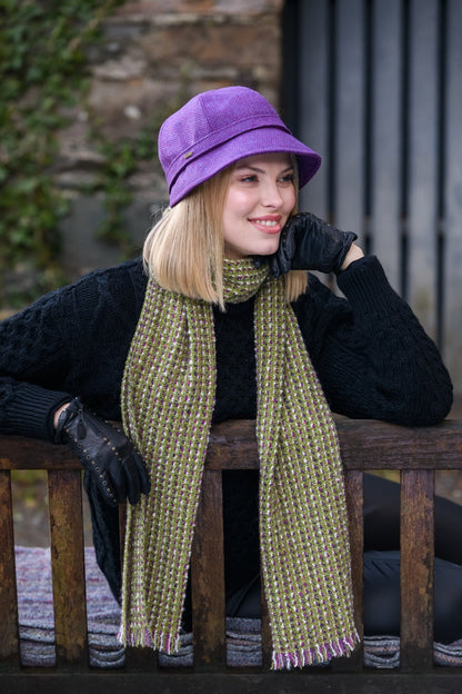 Ladies Tweed Flapper Cap - Purple &amp; Atlantic
