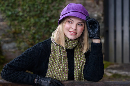 Ladies Tweed Flapper Cap - Purple &amp; Atlantic