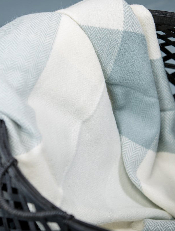 Lambswool Throw - Aqua Block Twill 