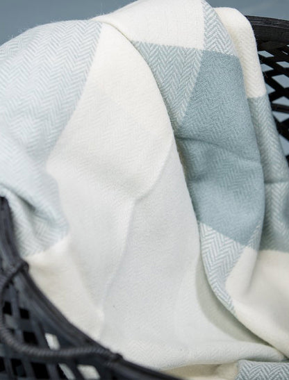 Lambswool Throw - Aqua Block Twill 