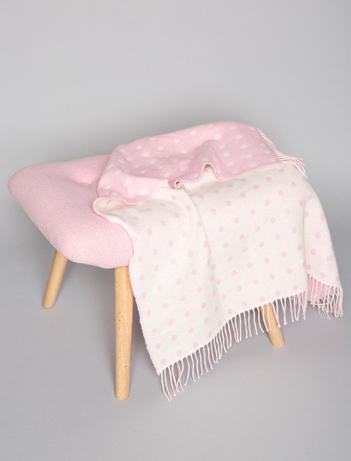 Lambswool Baby Throw - Pink Spot 