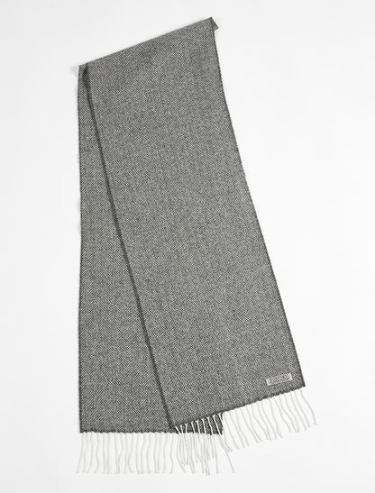 Lambswool Scarf - Grey Herringbone 