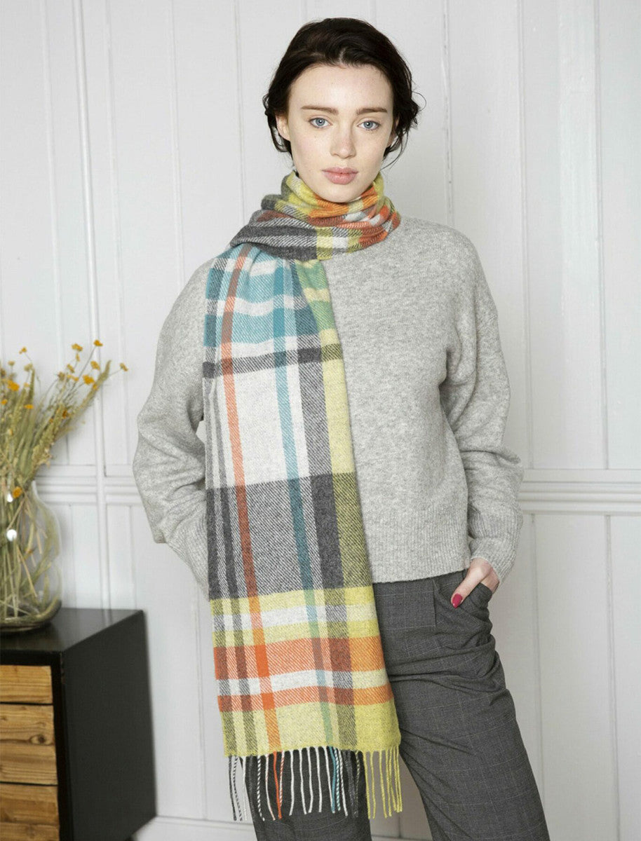 Lambswool Scarf - Bright Warp Weft Stripe 