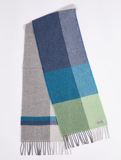 Lambswool Scarf - Light Green Block 