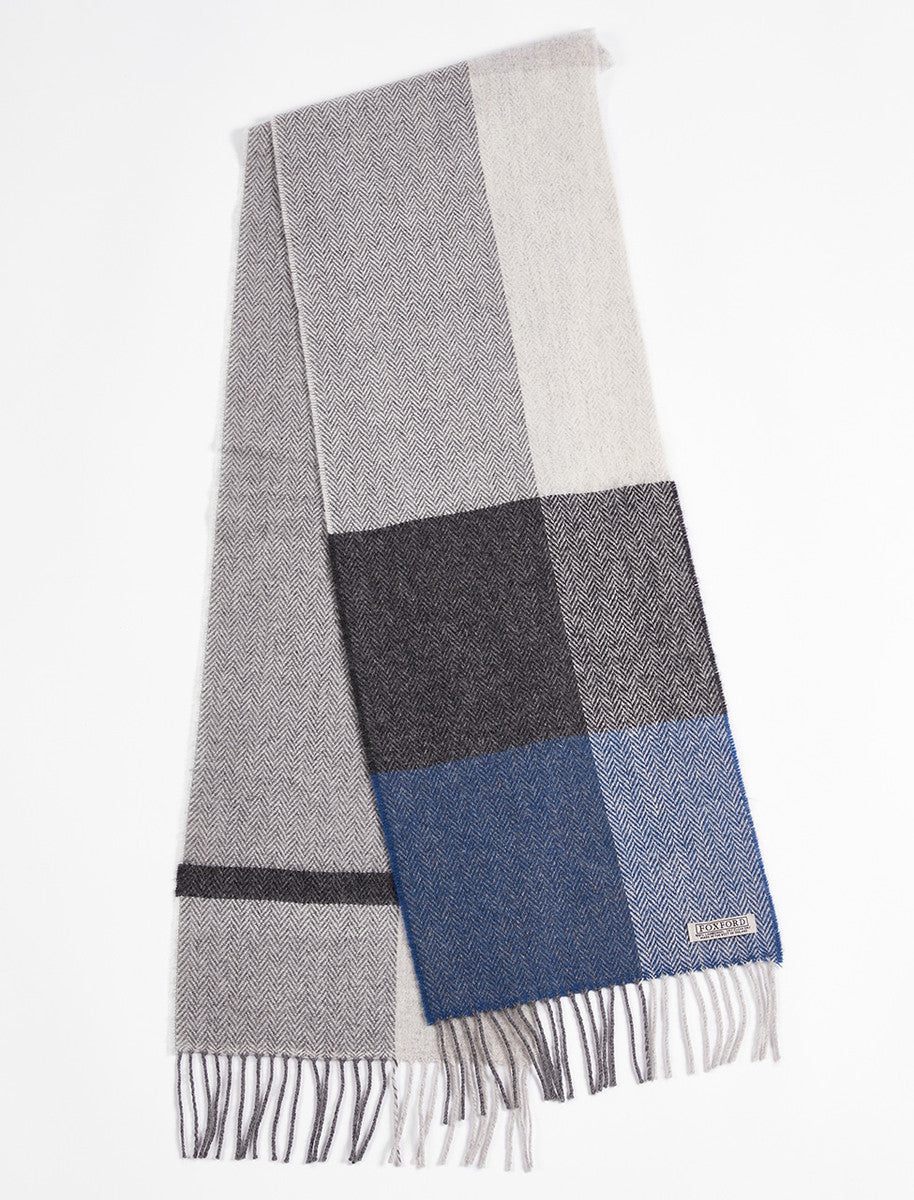 Lambswool Scarf - Navy Block 