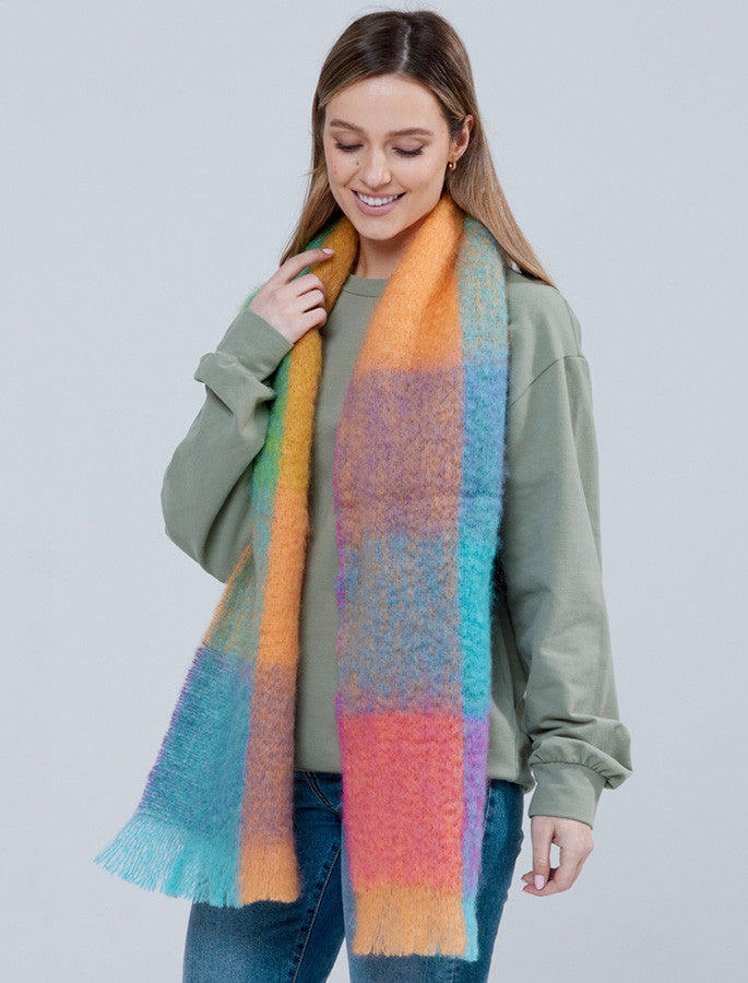 Giant Mohair Scarf - Turk Orange Block 