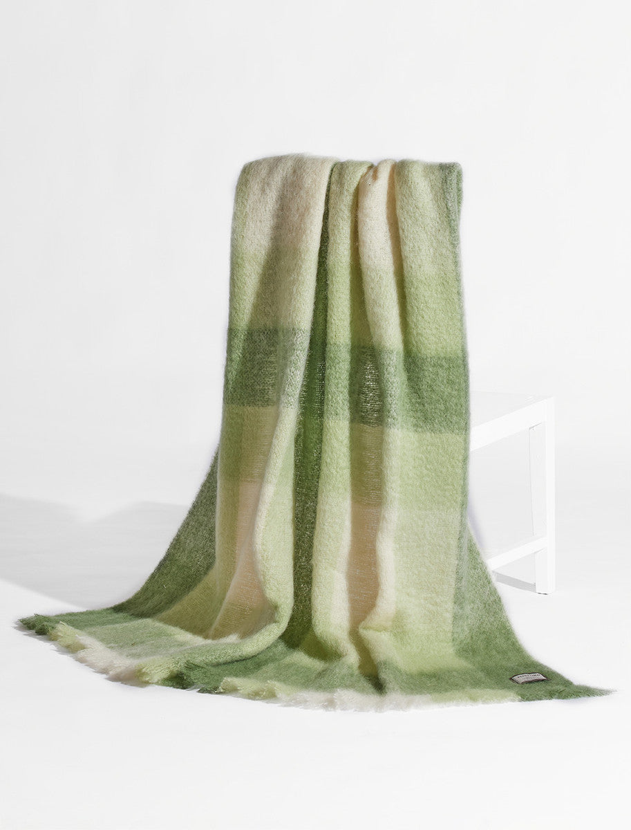 Mohair Throw - Moss Green Check 