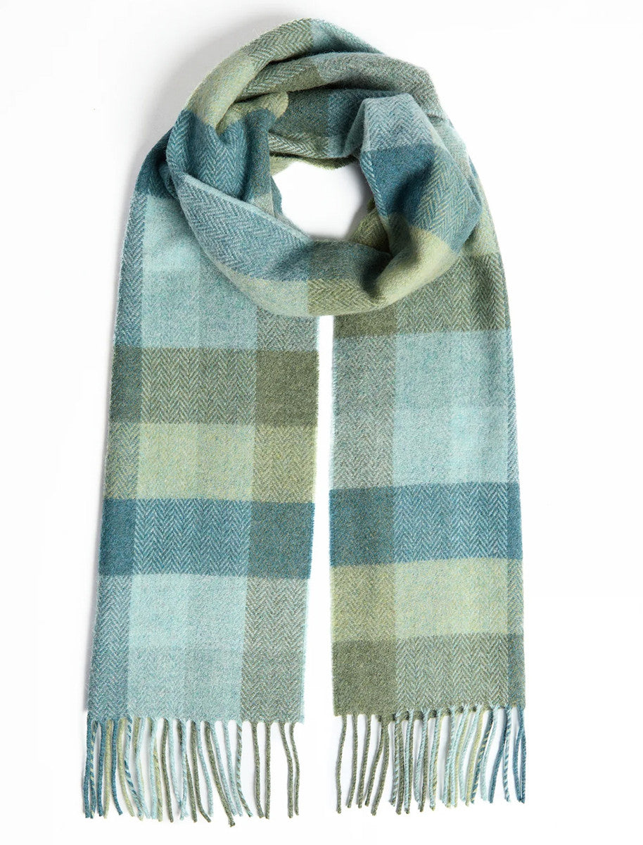 Lambswool Scarf - Green &amp; Blue Check