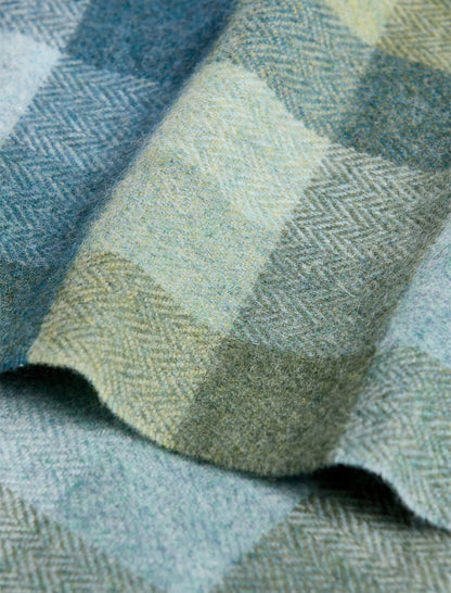 Lambswool Scarf - Green &amp; Blue Check