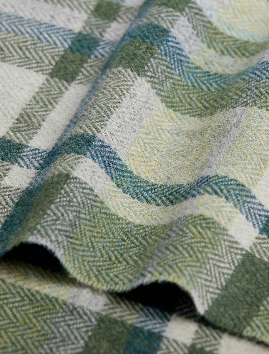Lambswool Scarf - Green Turquoise Cream Tartan