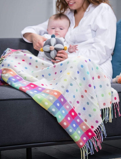 Lambswool Baby Throw - Multi Color Spot 