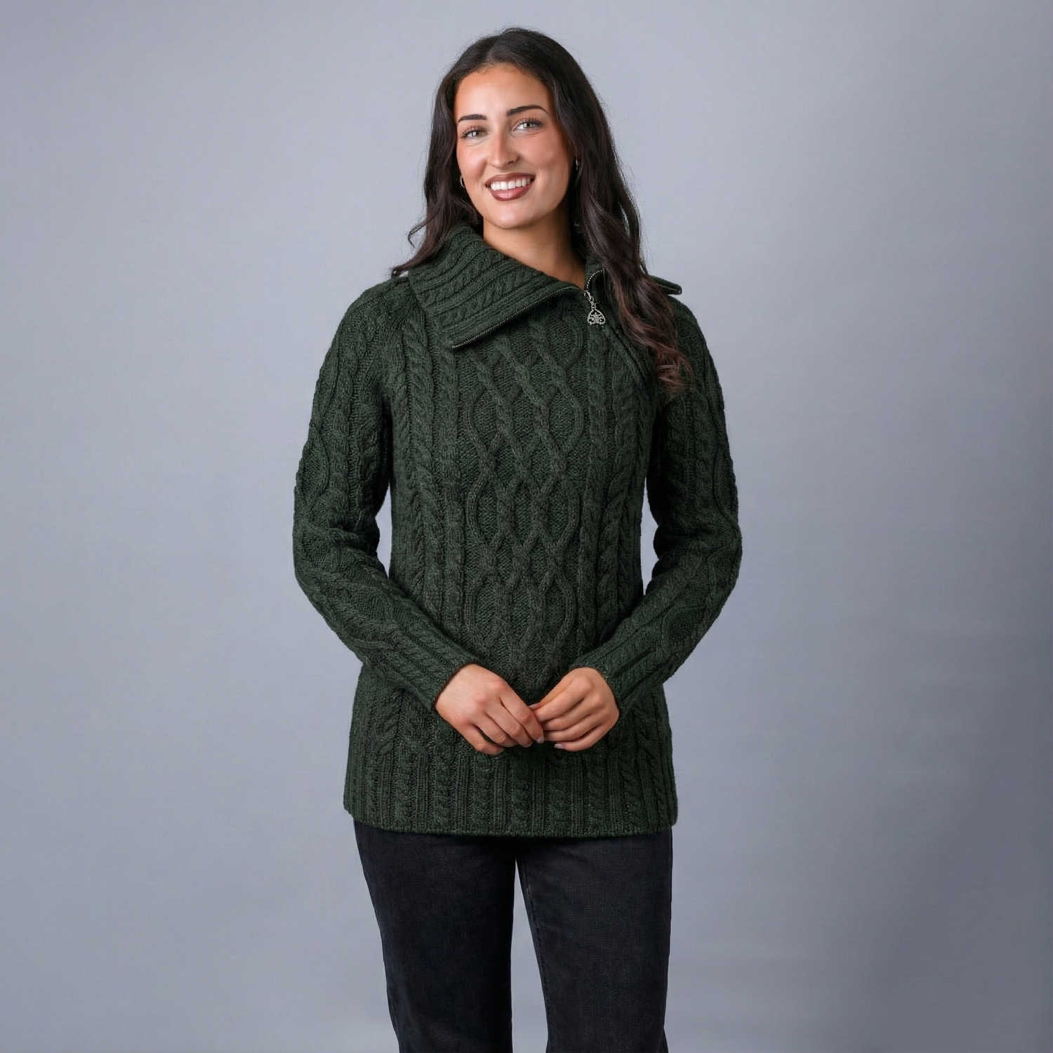 Ladies Zipper Neck Sweater