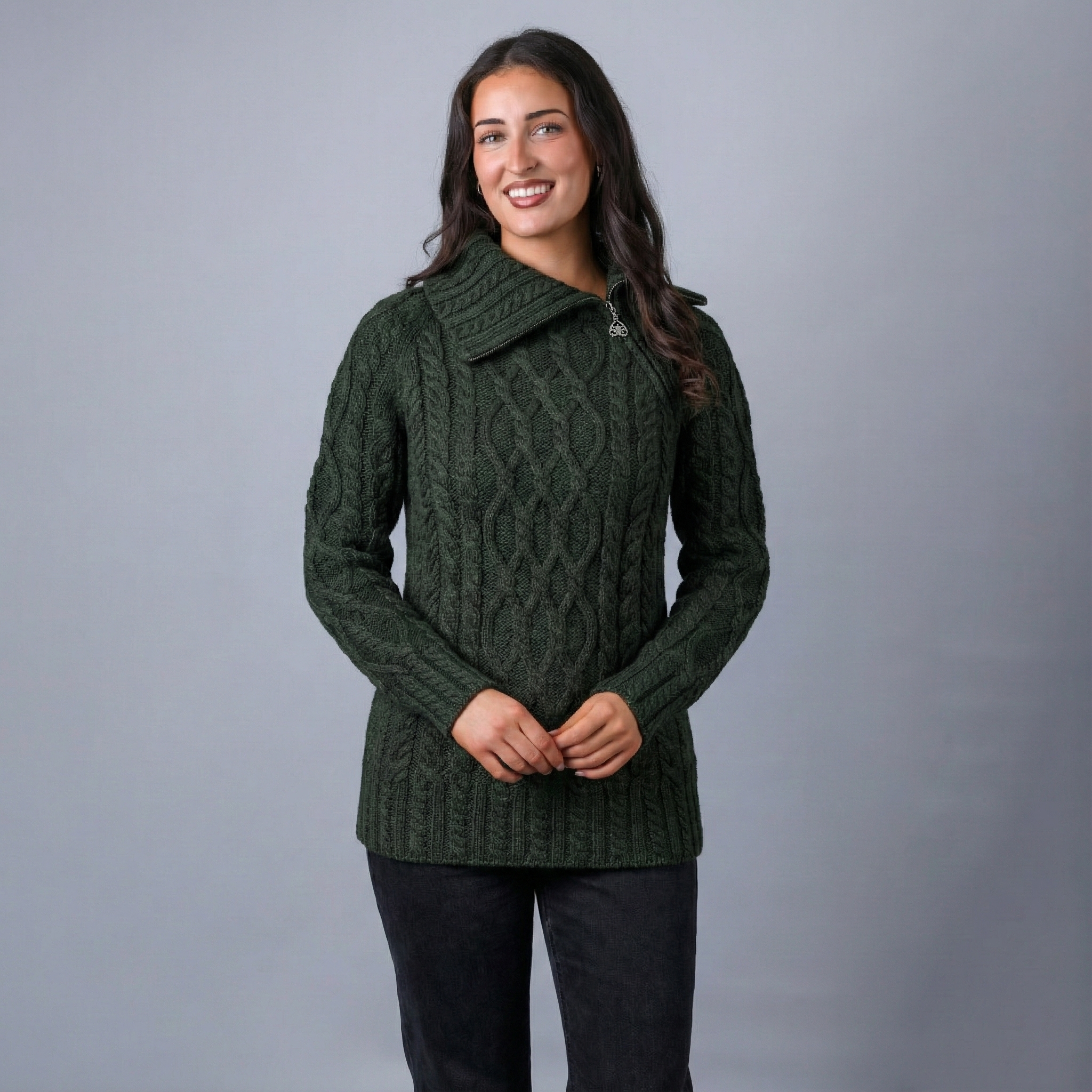 Ladies Zipper Neck Sweater