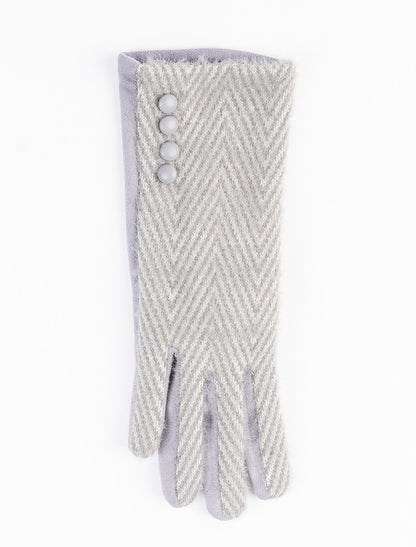 Ladies Tweed Herringbone Gloves - Silver 