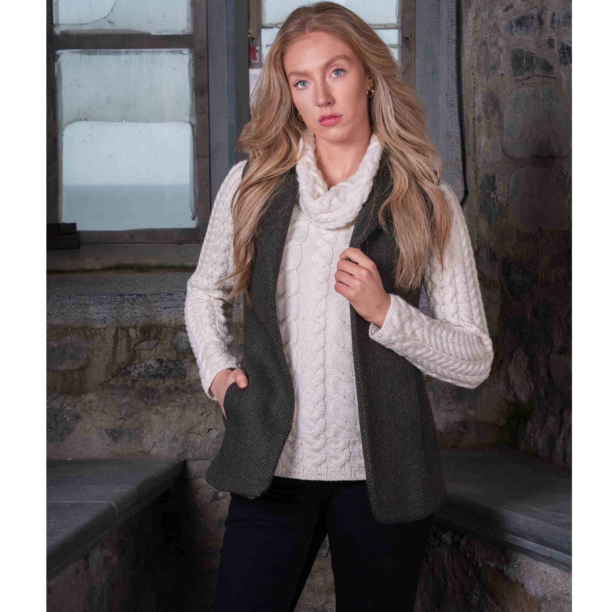 Ladies Irish Green Tweed Gilet