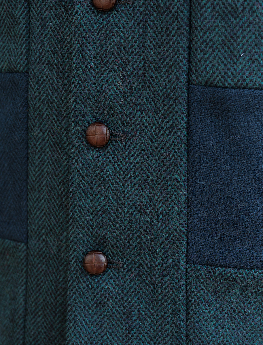 Irish Tweed Patchwork Waistcoat - Green 
