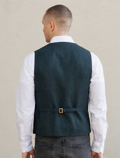 Irish Tweed Patchwork Waistcoat - Green 