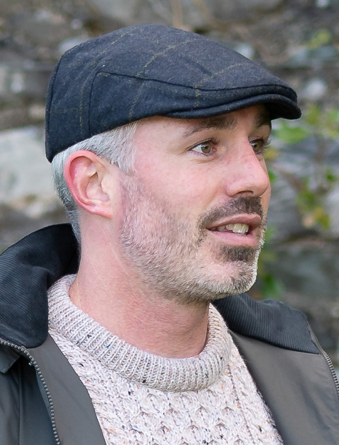 Classic Tweed Flat Cap Blue Box Check