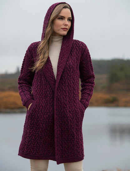 Ladies Herringbone Design Shawl Hood - Purple Mix 