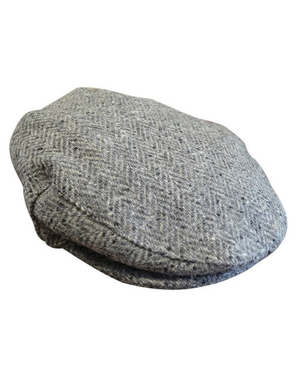 Donegal Tweed Herringbone Flat Cap - Grey 