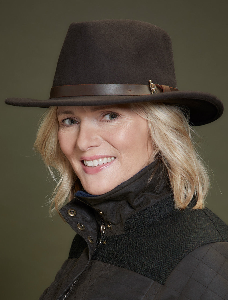 Ladies Boston Jack Wool Felt Hat - Brown 