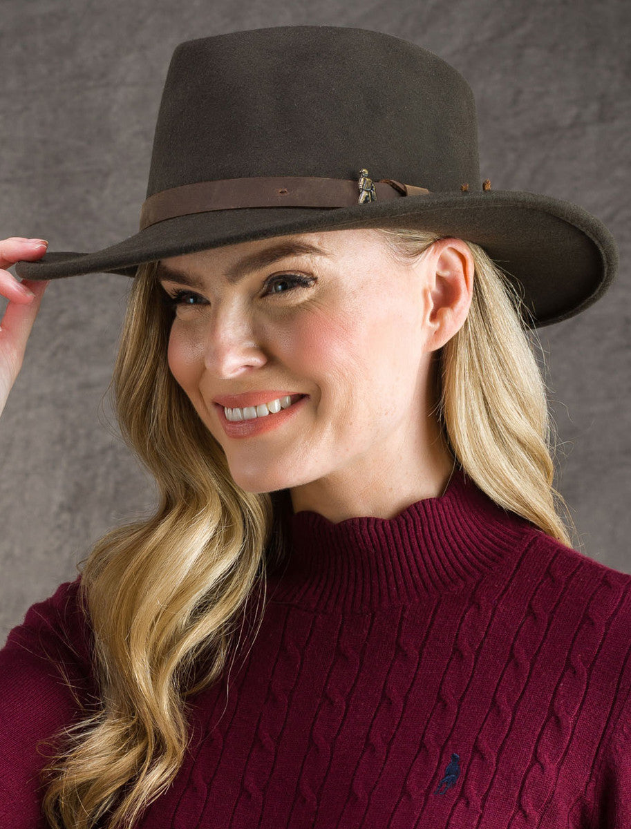 Ladies Boston Jack Wool Felt Hat - Olive 