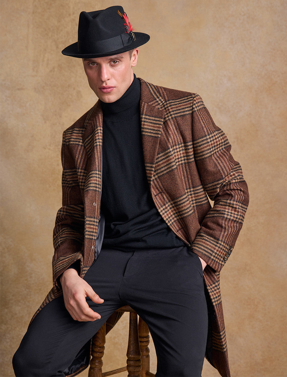 Aisling Tailored Tweed & Leather Cape - Winning Green Herringbone