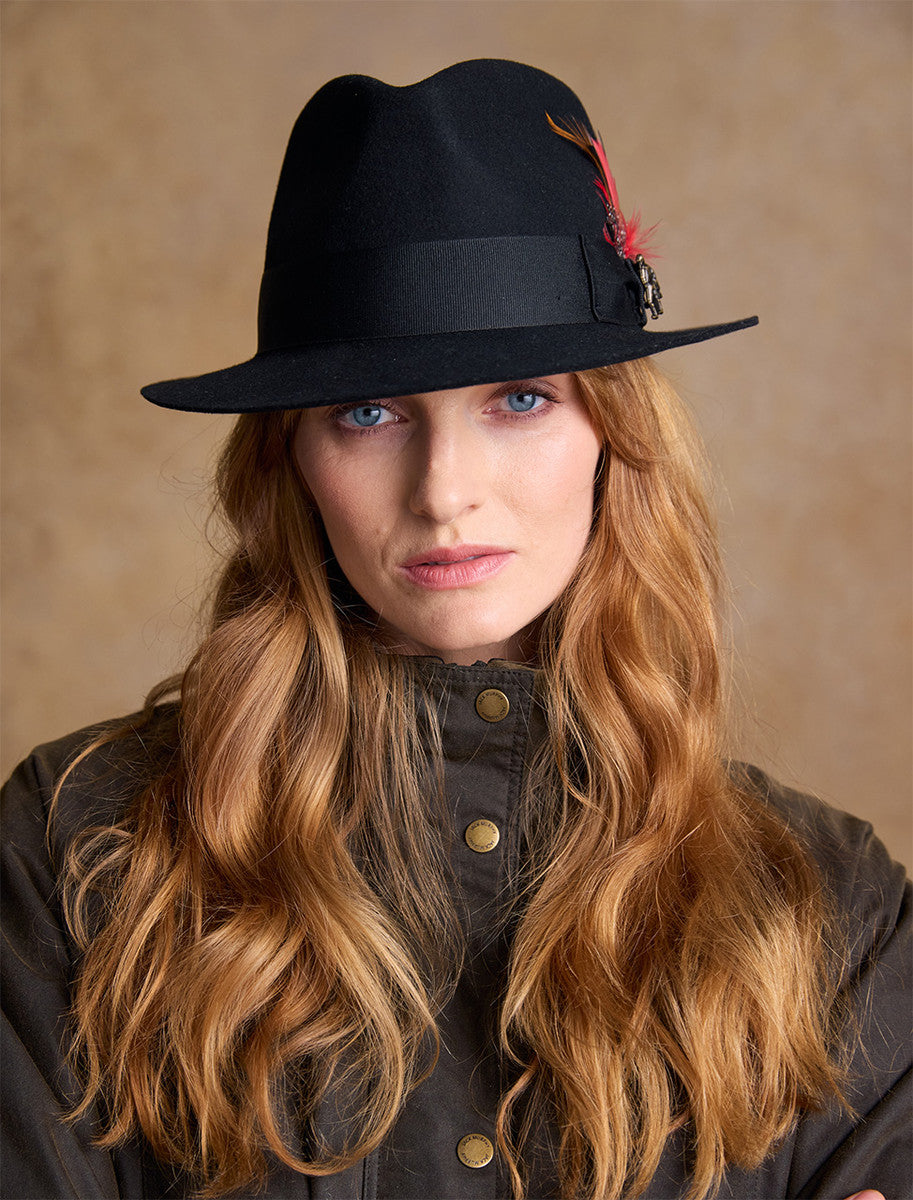 Ladies Kildare Trilby Felt Hat - Black