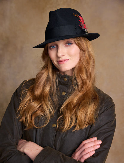 Ladies Kildare Trilby Felt Hat - Black
