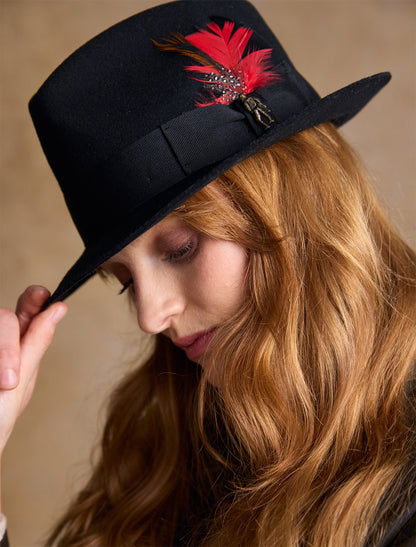Ladies Kildare Trilby Felt Hat - Black