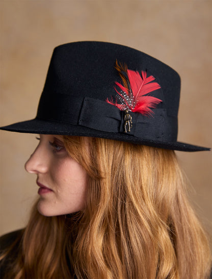 Ladies Kildare Trilby Felt Hat - Black
