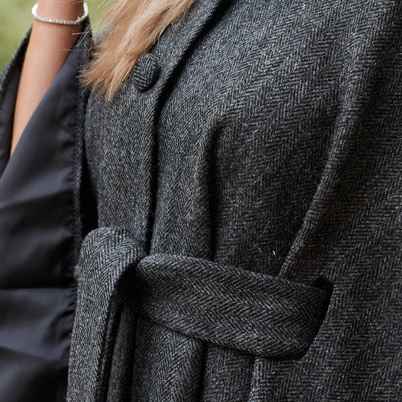 Donegal Tweed Hooded Cape - Charcoal 