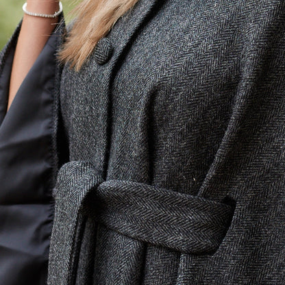Donegal Tweed Hooded Cape - Charcoal 