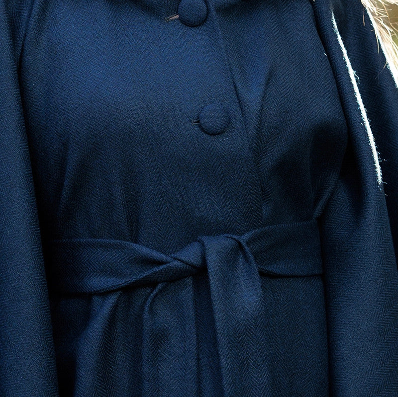 Donegal Tweed Hooded Cape - Navy 