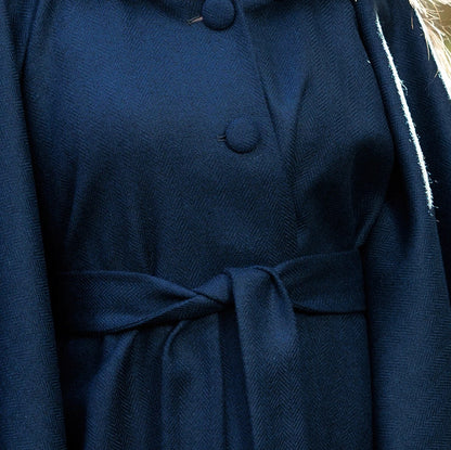 Donegal Tweed Hooded Cape - Navy 