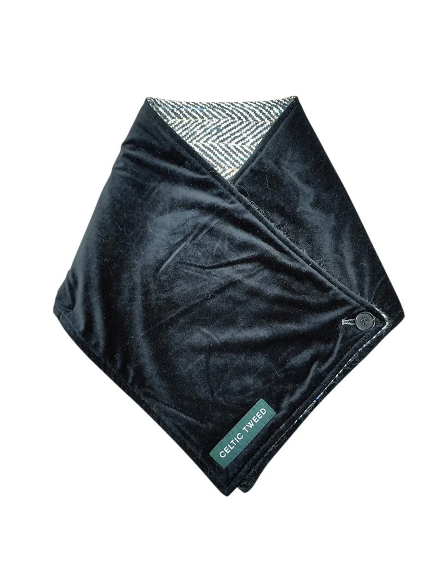 Luxurious Wool Tweed Snood - Black &amp; White Herringbone